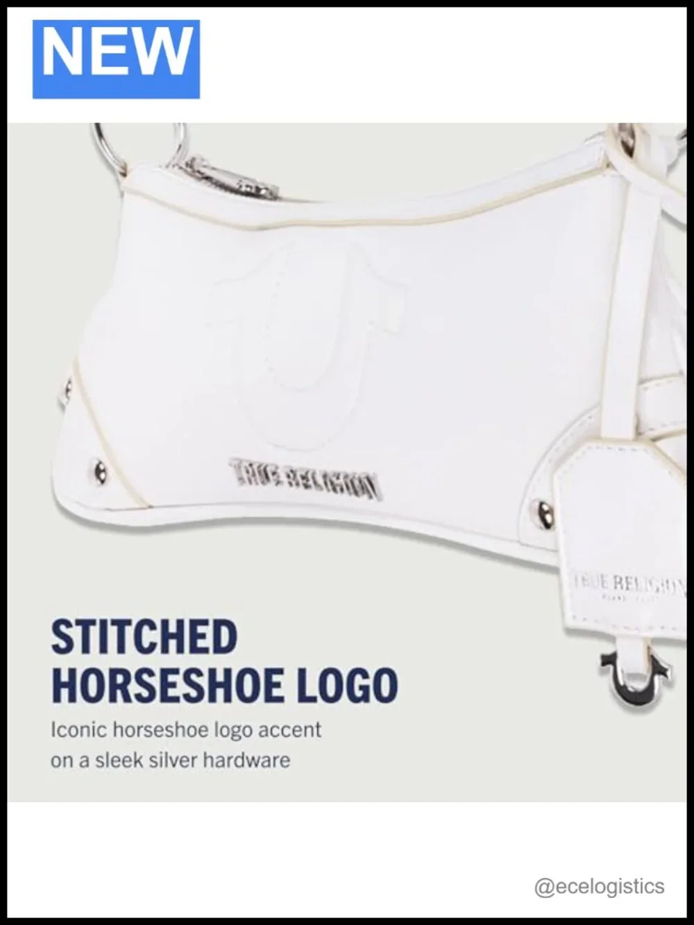 Designer Shoulder Bag with Horseshoe Embroidery, Zip-Top Mini Handbag with